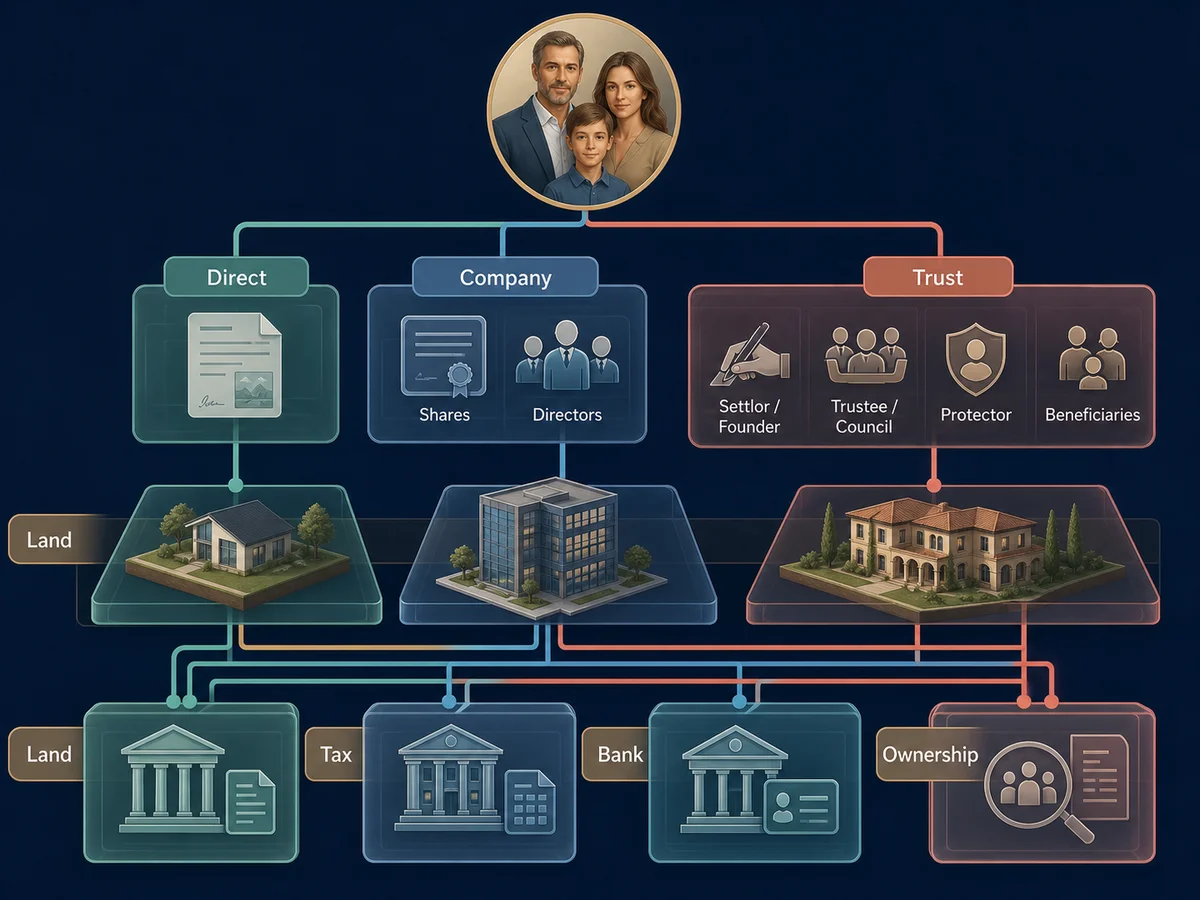 Natural beneficial owner visible through personal, company and trust property ownership records